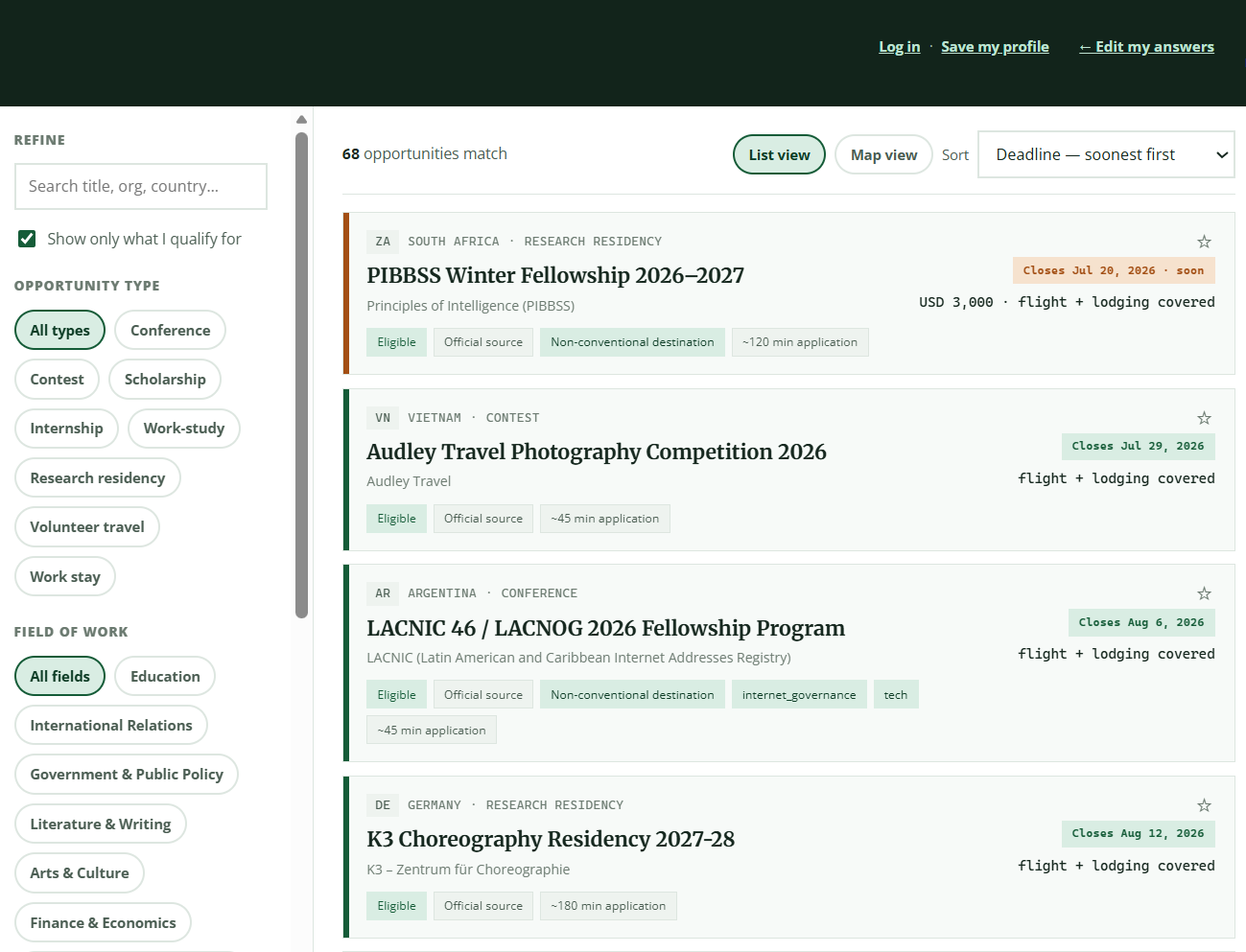 Voya opportunity listings page